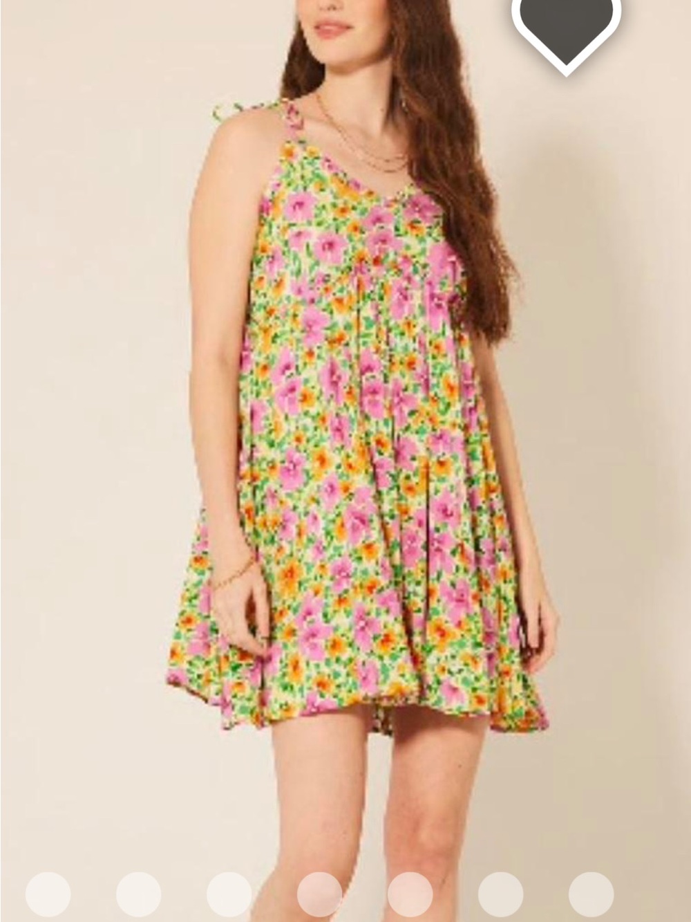 Patrons of Peace Women’s Floral Tie-Shoulder Sundress - Pink & Yellow - Picture 2 of 2